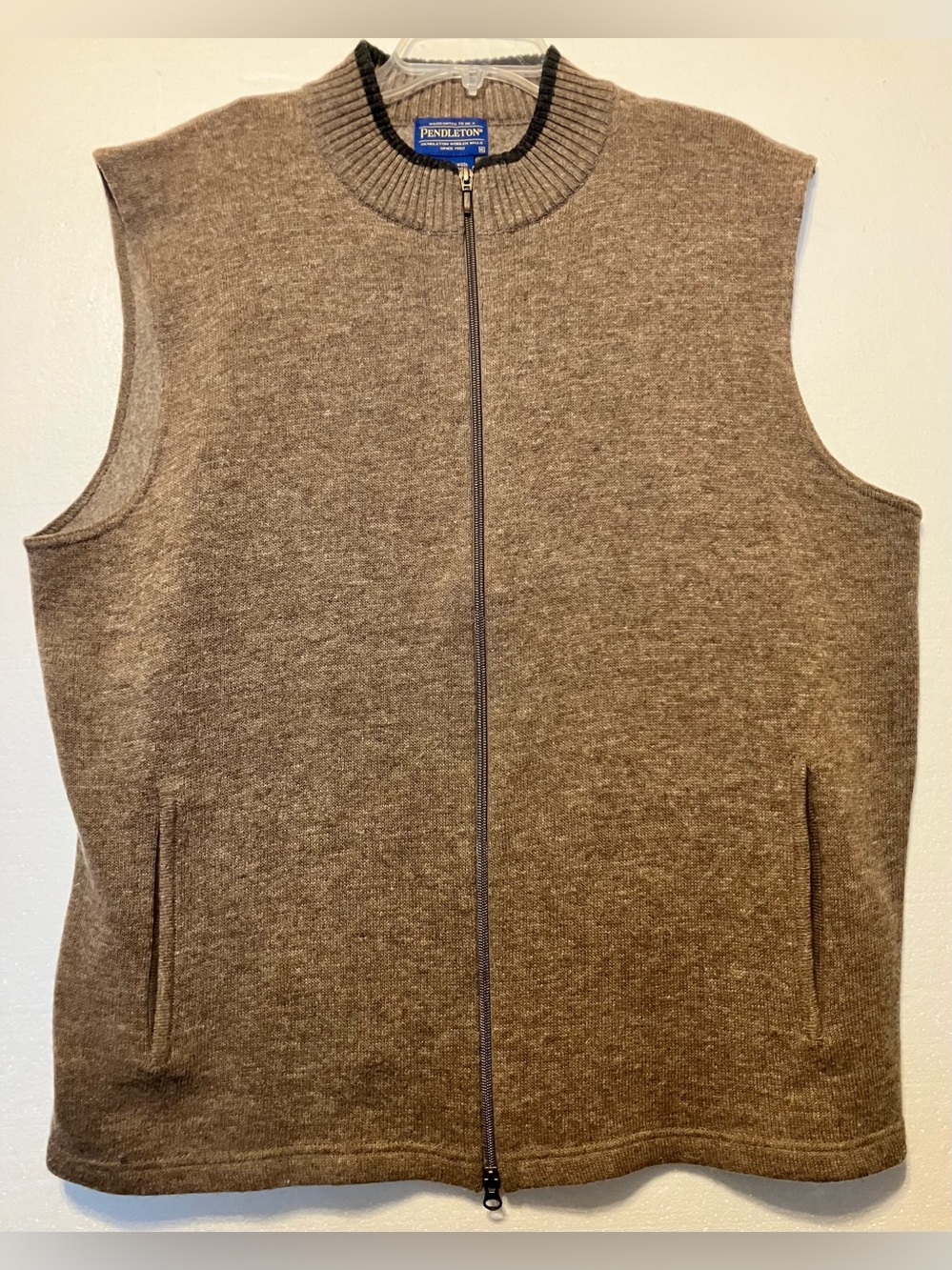 Pendleton Chocolate Brown Full-Zip Wool Vest